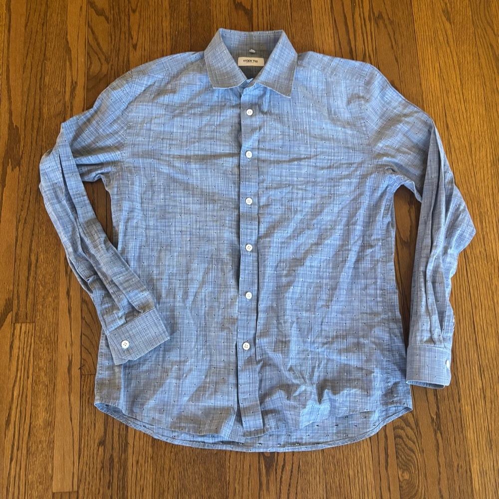 Hyden Yoo Chambray Cotton Button Down Shirt, Size Medium
